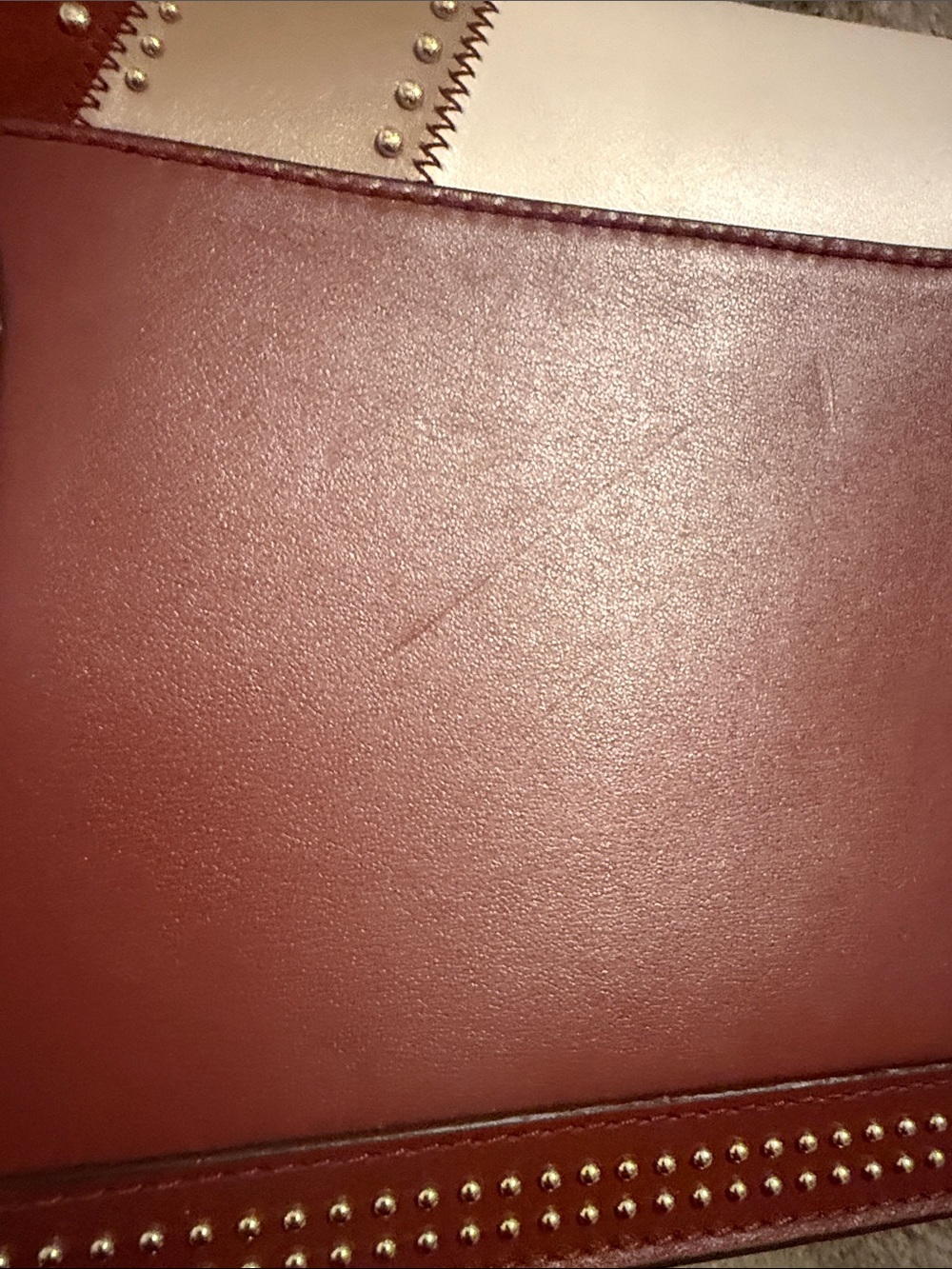 Michael Kors Burgundy, Beige and White Patchwork Crossbody Bag w/Dustbag - Picture 9 of 17